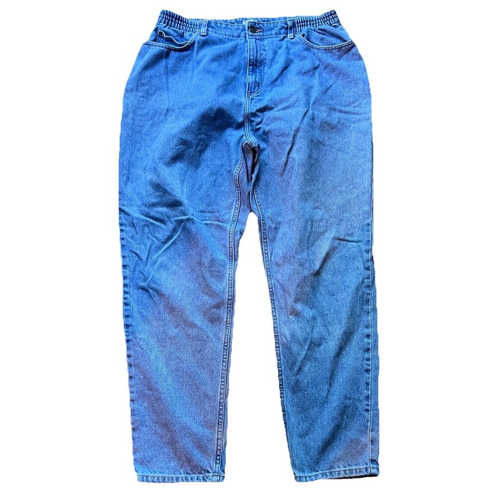 LL Bean Original Fit Relaxed Denim Blue Jeans Elastic Side Waist Women's 18W